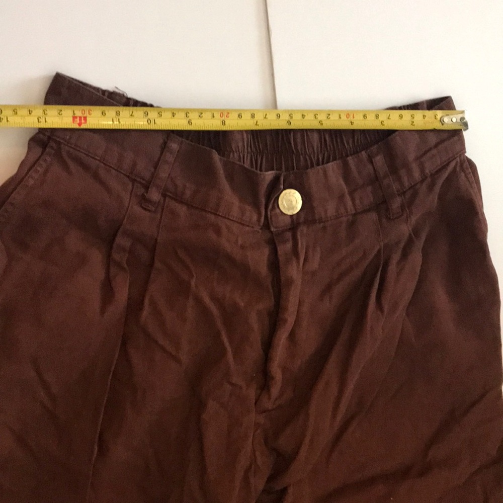 Big Bud Press Brown Trousers Elastic Waist S m - Picture 3 of 3